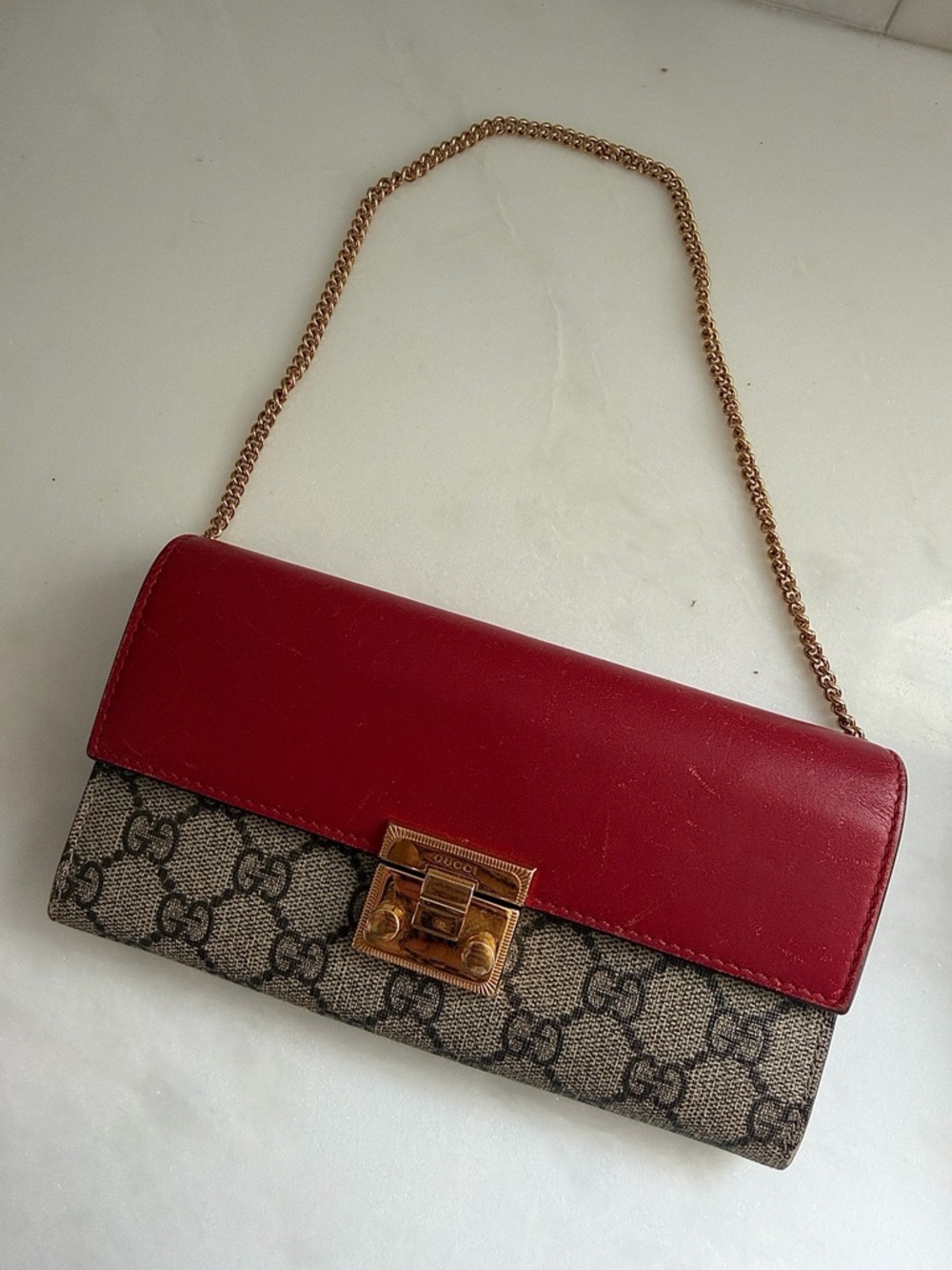🔥Gucci wallet on chain GG supreme padlock wallet mini purse Gucci bag Gucci woc - Picture 12 of 17